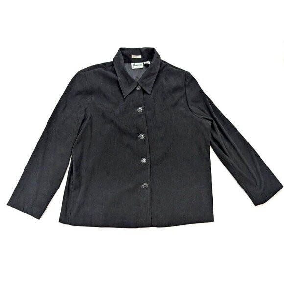 Joanna Women's Jacket Size XL Black Soft Microfiber Button-Up Unlined - Picture 2 of 12